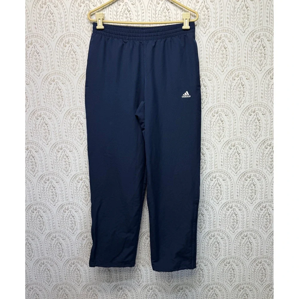 Adidas Track Pants Mens Small Navy Blue Performance Essentials Athletic Zipper